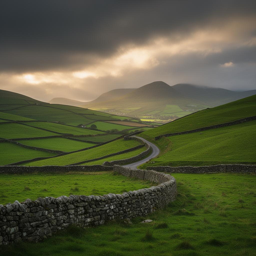 Rolling green Irish countryside